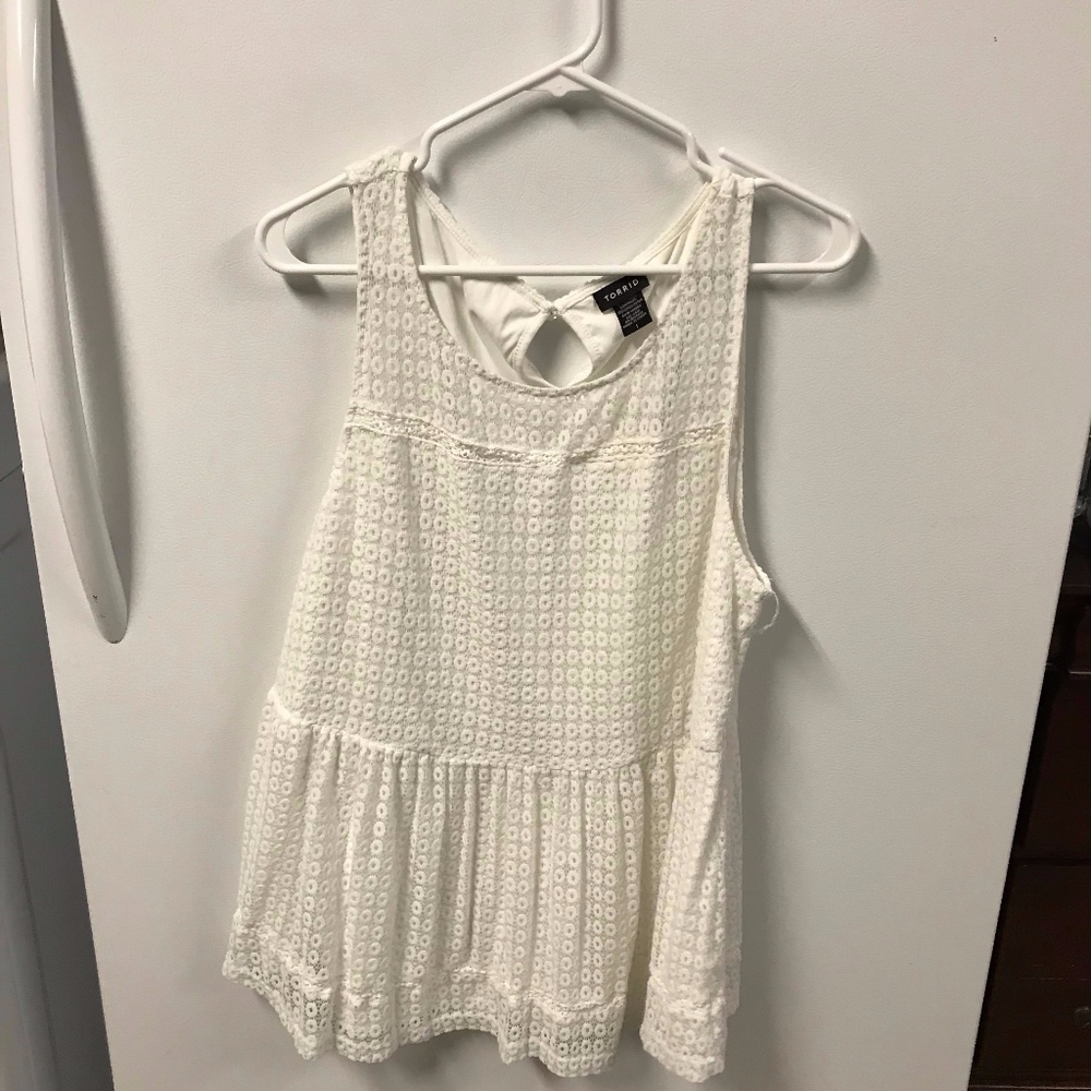 lace eyelet peplum tank blouse